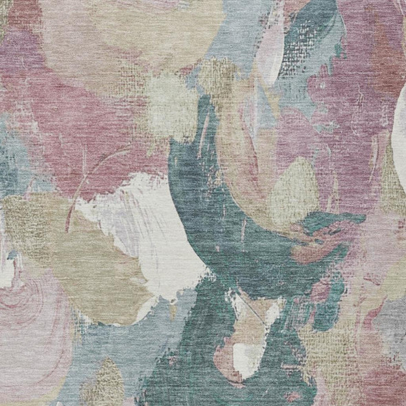 10' X 14' Mauve Beige And Sage Abstract Washable Indoor Outdoor Area Rug