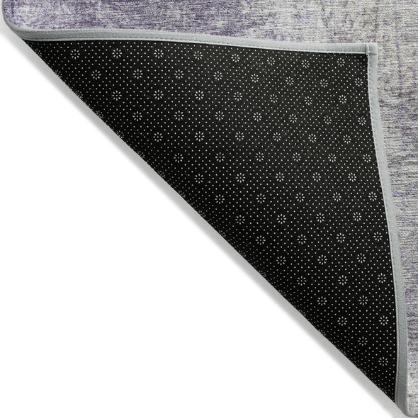 9' X 12' Purple And Olive Green Abstract Washable Indoor Outdoor Area Rug