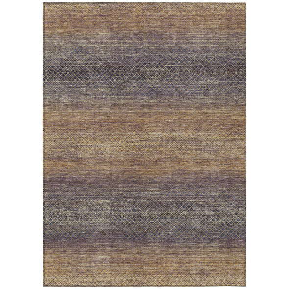 8' X 10' Eggplant And Brown Geometric Washable Indoor Outdoor Area Rug