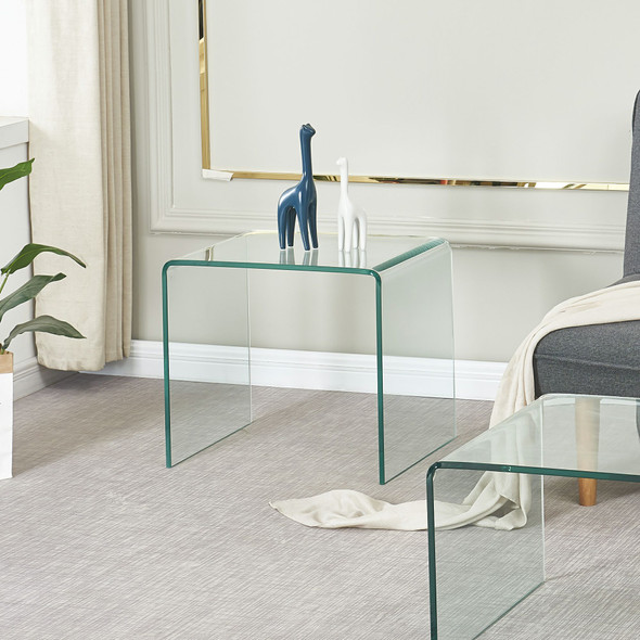 18" Clear Glass Frame End Table