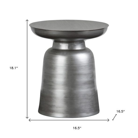 18" Silver Iron Round Pedestal End Table