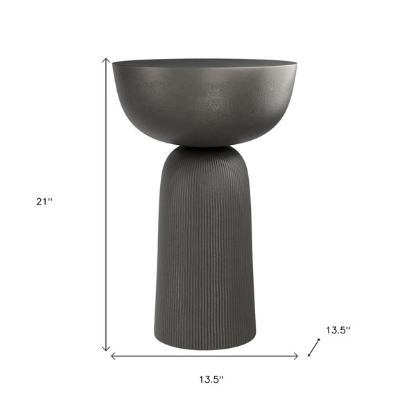 21" Black Aluminum Round Pedestal End Table