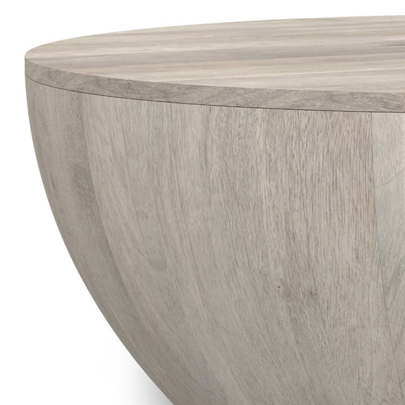 34" White Solid Wood Round Solid Coffee Table