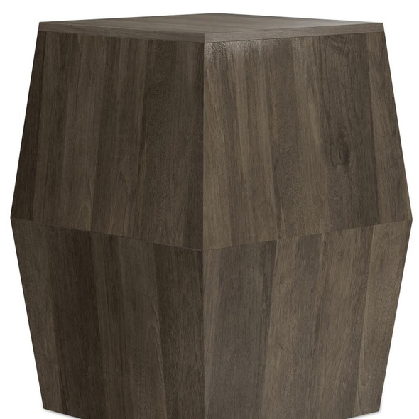 22" Ash Gray Solid Wood Square Block End Table