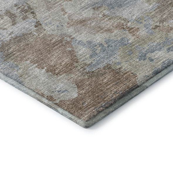5' X 8' Midnight Ivory And Coffee Abstract Washable Indoor Outdoor Area Rug