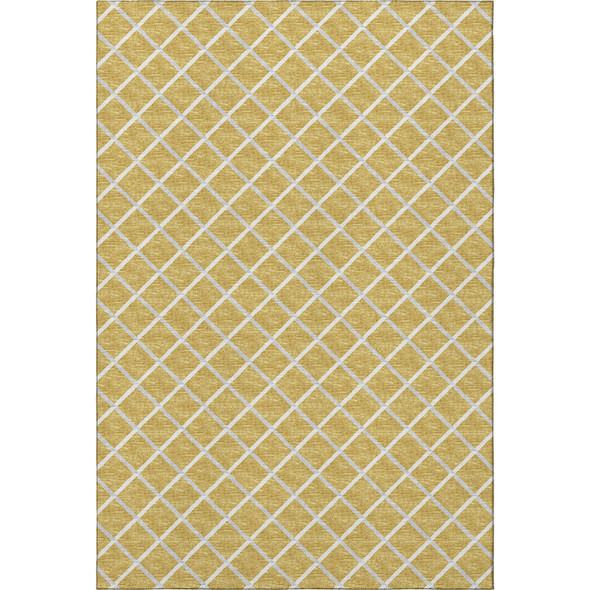 5' X 8' Gold And Ivory Geometric Washable Area Rug With UV Protection
