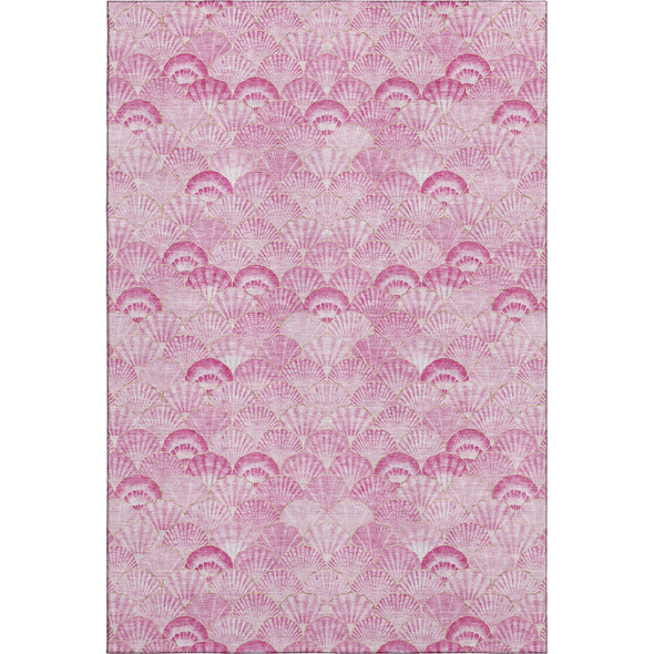 8' X 10' Pink And Ivory Geometric Washable Area Rug With UV Protection