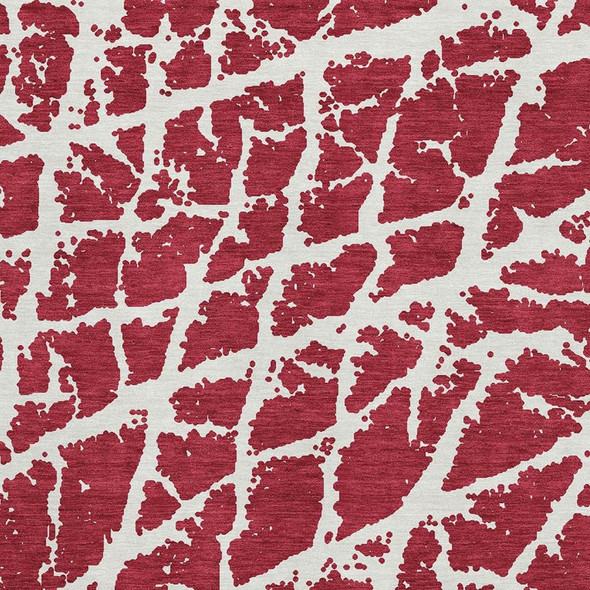 9' X 12' Red And Ivory Abstract Washable Area Rug With UV Protection