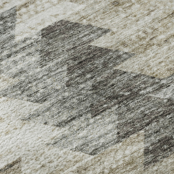 8' X 10' Taupe Ivory And Gray Geometric Washable Area Rug With UV Protection