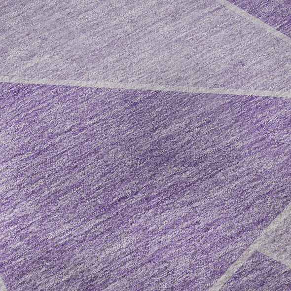 9' X 12' Lilac And Ivory Geometric Washable Area Rug With UV Protection
