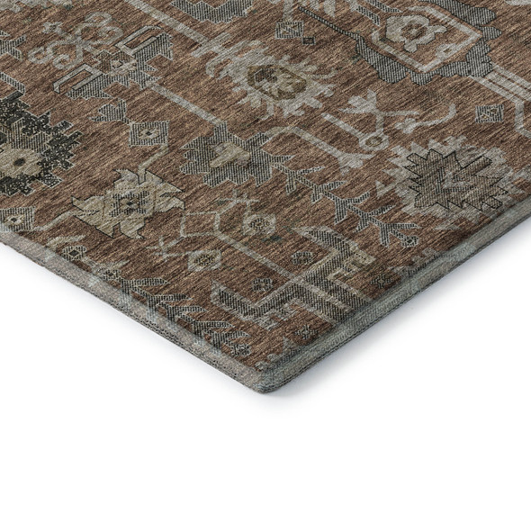 10' X 14' Rust Gray And Charcoal Oriental Washable Area Rug With UV Protection