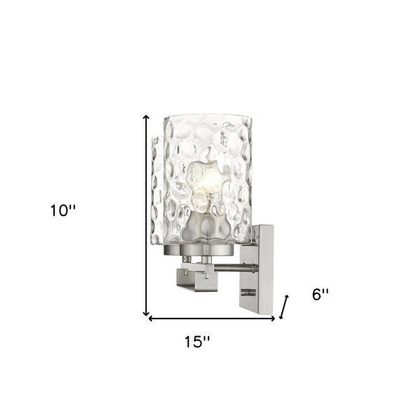 10" Silver And Clear Metal Vanity Flush Mounted Sconce