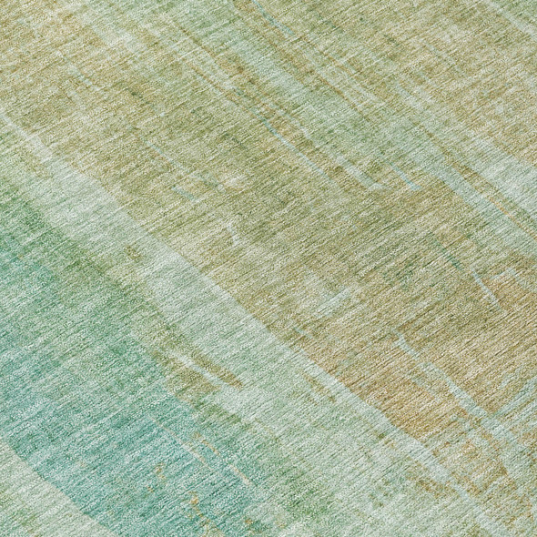 3' X 5' Teal Blue And Copper Abstract Washable Indoor Outdoor Area Rug