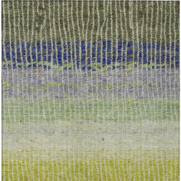 9' X 12' Olive Green Red And Purple Striped Washable Indoor Outdoor Area Rug