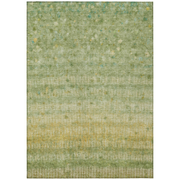 8' X 10' Sage And Gold Striped Washable Indoor Outdoor Area Rug