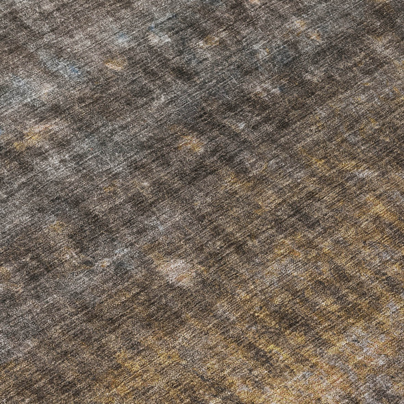 8' Brown And Beige Round Striped Washable Indoor Outdoor Area Rug