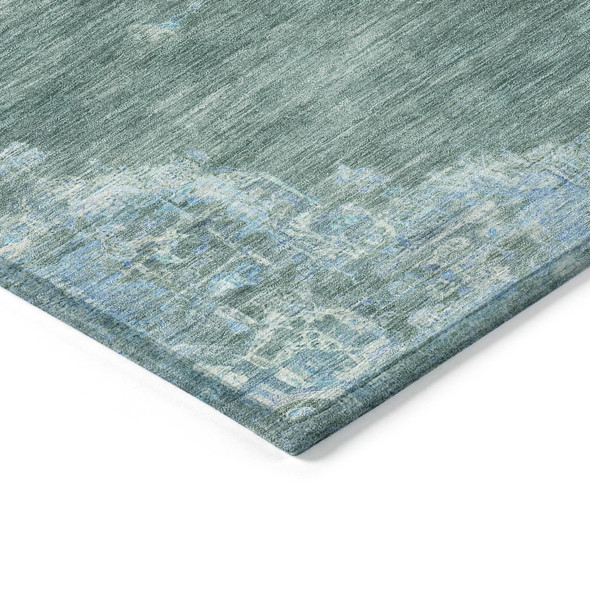 3' X 5' Teal Blue And Gray Medallion Washable Indoor Outdoor Area Rug