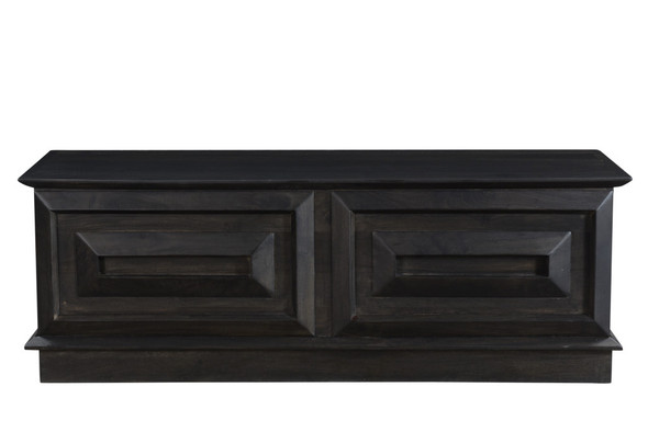 52" Dark Brown Solid Wood Storage Ottoman