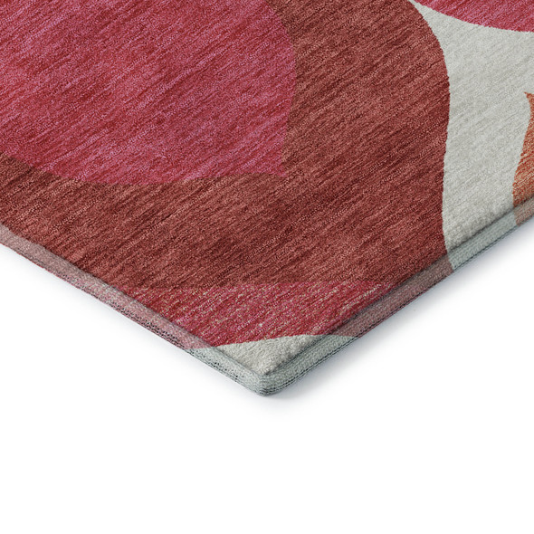 9' X 12' Pink Orange And Ivory Ogee Washable Area Rug With UV Protection