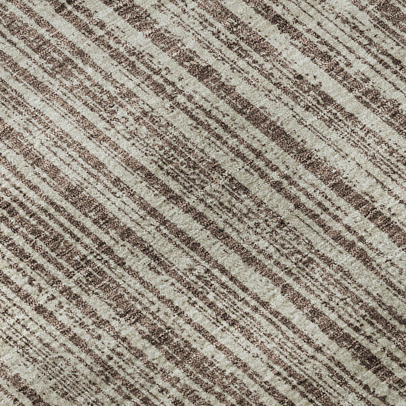 9' X 12' Brown And Ivory Striped Washable Area Rug With UV Protection