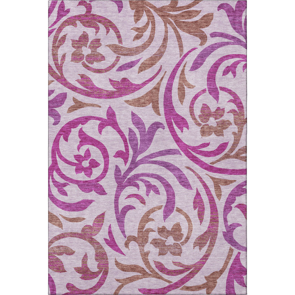 3' X 5' Lavender Blush And Ivory Floral Washable Area Rug With UV Protection