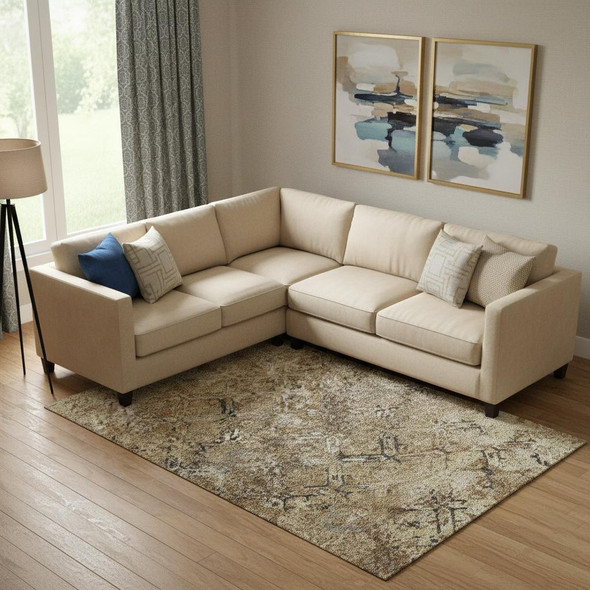 10' X 14' Beige Gray And Brown Diamond Washable Area Rug With UV Protection