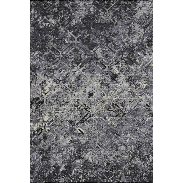 10' X 14' Black Gray And Silver Diamond Washable Area Rug With UV Protection