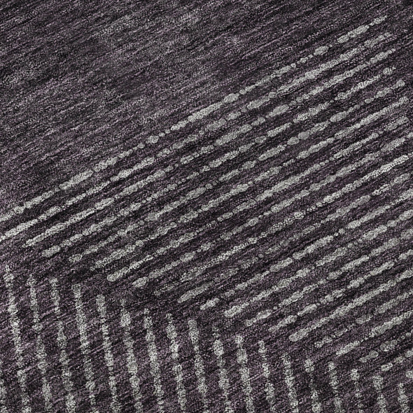 9' X 12' Eggplant And Gray Geometric Washable Area Rug With UV Protection