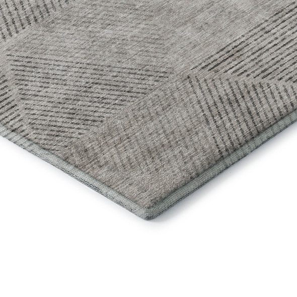 8' X 10' Taupe And Ivory Geometric Washable Area Rug With UV Protection