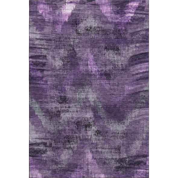 10' X 14' Purple And Gray Abstract Washable Area Rug With UV Protection