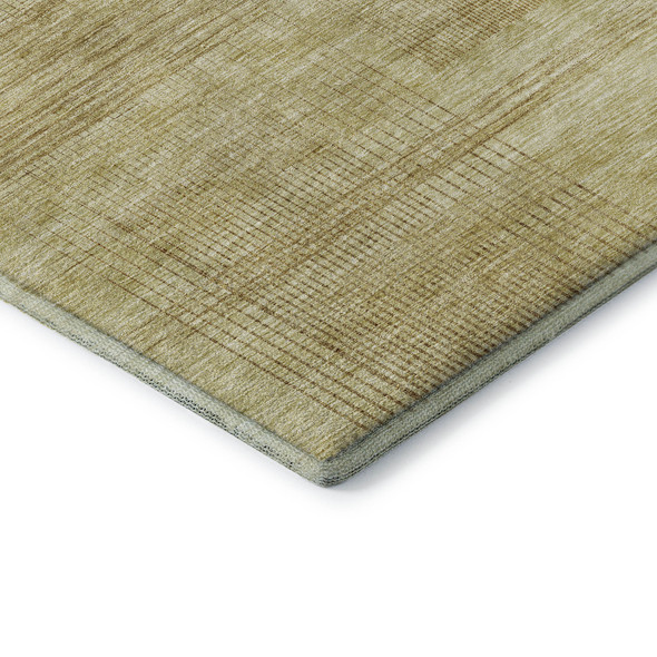 5' X 8' Gold And Beige Striped Washable Area Rug With UV Protection