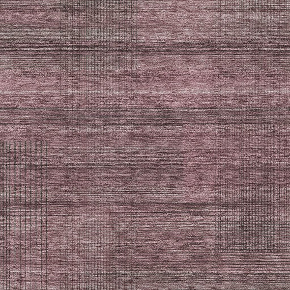 8' X 10' Merlot And Gray Striped Washable Area Rug With UV Protection