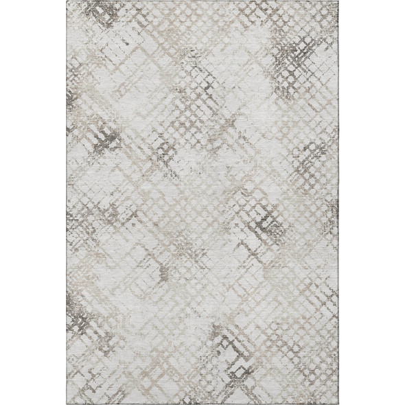 3' X 5' Taupe And Ivory Abstract Geometric Washable Area Rug With UV Protection