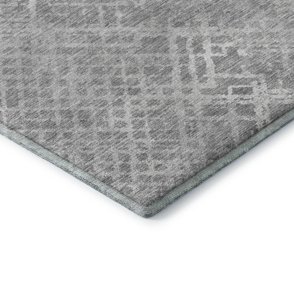 9' X 12' Gray And Silver Abstract Geometric Washable Area Rug With UV Protection