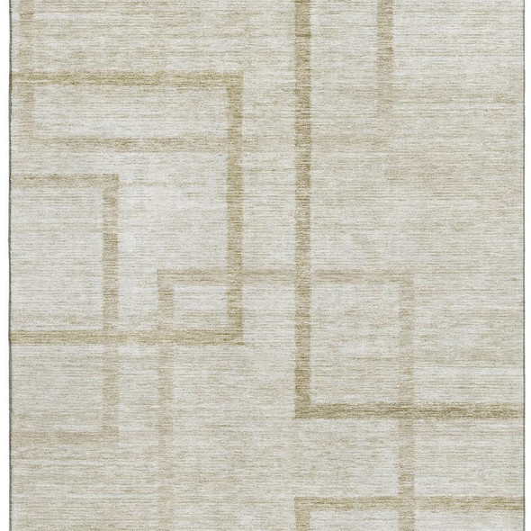 8' X 10' Beige And Taupe Geometric Washable Area Rug With UV Protection