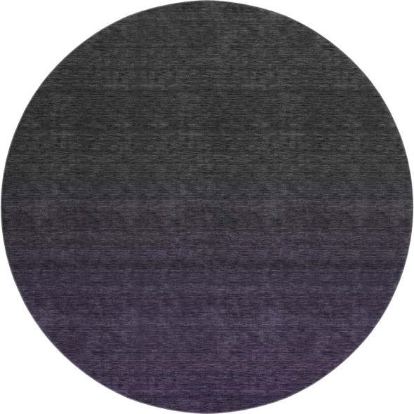 8' Eggplant And Charcoal Ombre Washable Round Rug With UV Protection