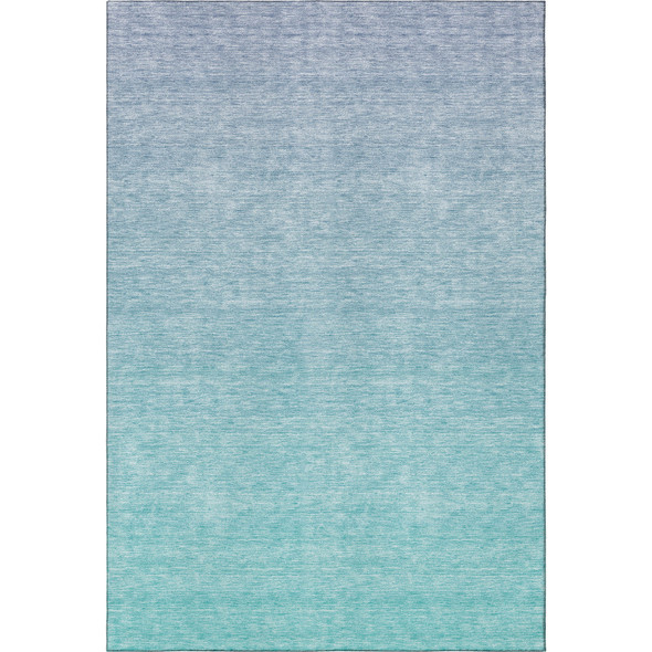5' X 8' Sky Blue And Ivory Ombre Washable Area Rug With UV Protection