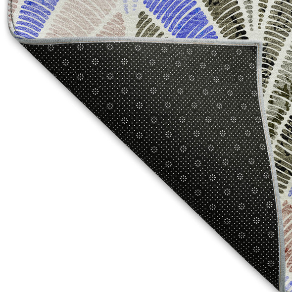 8' X 10' Blue Brown And Blush Geometric Washable Area Rug With UV Protection