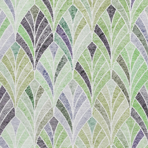 3' X 5' Green Purple And Ivory Geometric Washable Area Rug With UV Protection