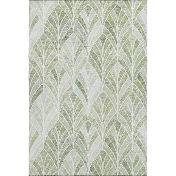 10' X 14' Sage And Ivory Geometric Washable Area Rug With UV Protection