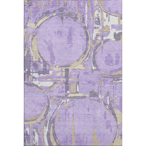 5' X 8' Lavender Beige And Gray Geometric Washable Area Rug With UV Protection