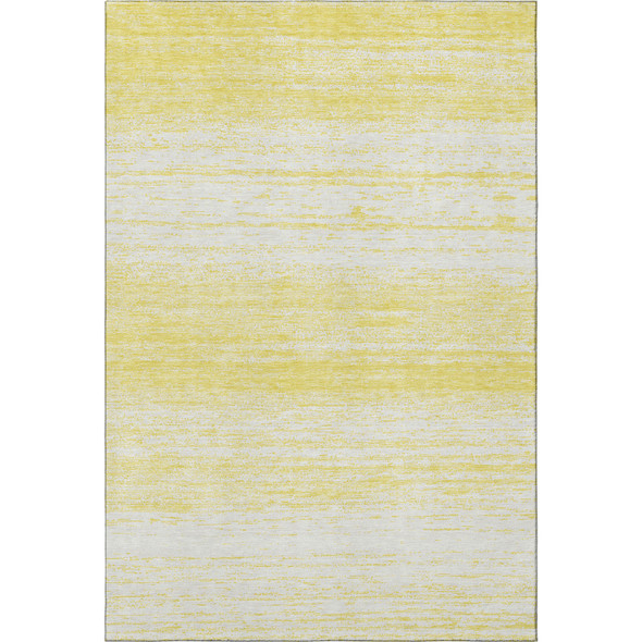 9' X 12' Yellow And Ivory Striped Washable Area Rug With UV Protection