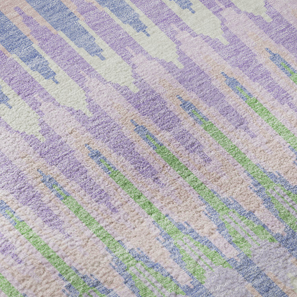 3' X 5' Lavender Pink And Green Southwestern Washable Area Rug With UV Protection