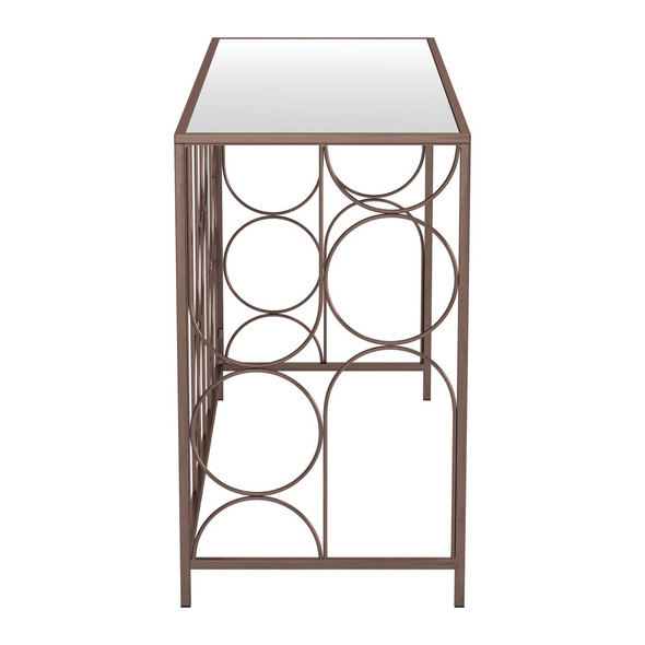 50" Clear and Bronze Mirrored Glass and Steel Frame Console Table