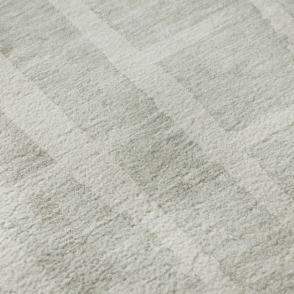 5' X 8' Ivory And Beige Striped Washable Area Rug With UV Protection