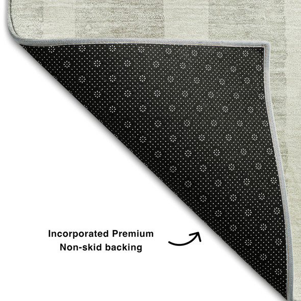 10' X 14' Ivory And Beige Striped Washable Area Rug With UV Protection