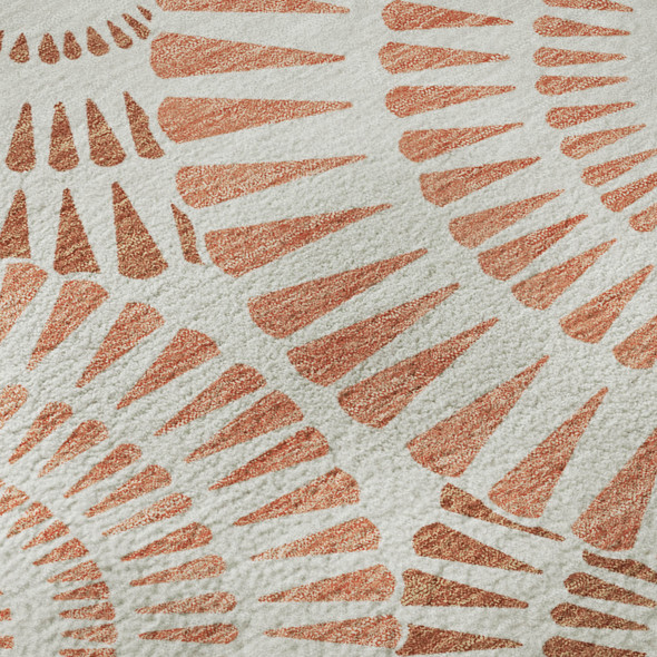 3' X 5' Coral And Ivory Geometric Washable Area Rug With UV Protection