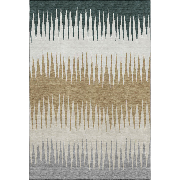 5' X 8' Charcoal Gold And Gray Striped Washable Area Rug With UV Protection