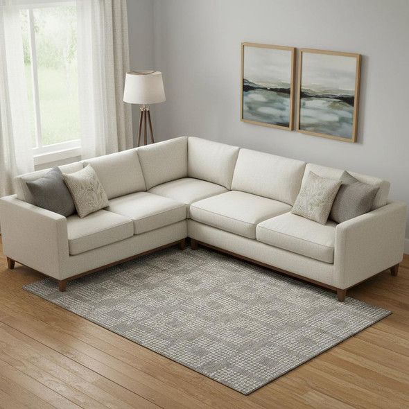 8' X 10' Taupe And Ivory Geometric Washable Area Rug With UV Protection