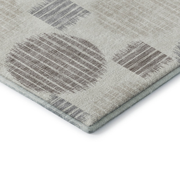 9' X 12' Ivory Beige And Gray Geometric Washable Area Rug With UV Protection